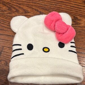 Hello Kitty Cream Beanie with Pink Bow